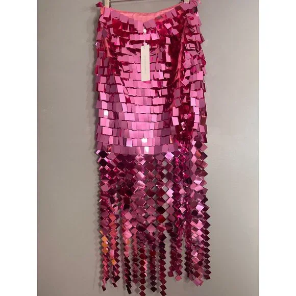 Jonathan Simkhai Pink Sequin Midi Skirt - Picture 2 of 16